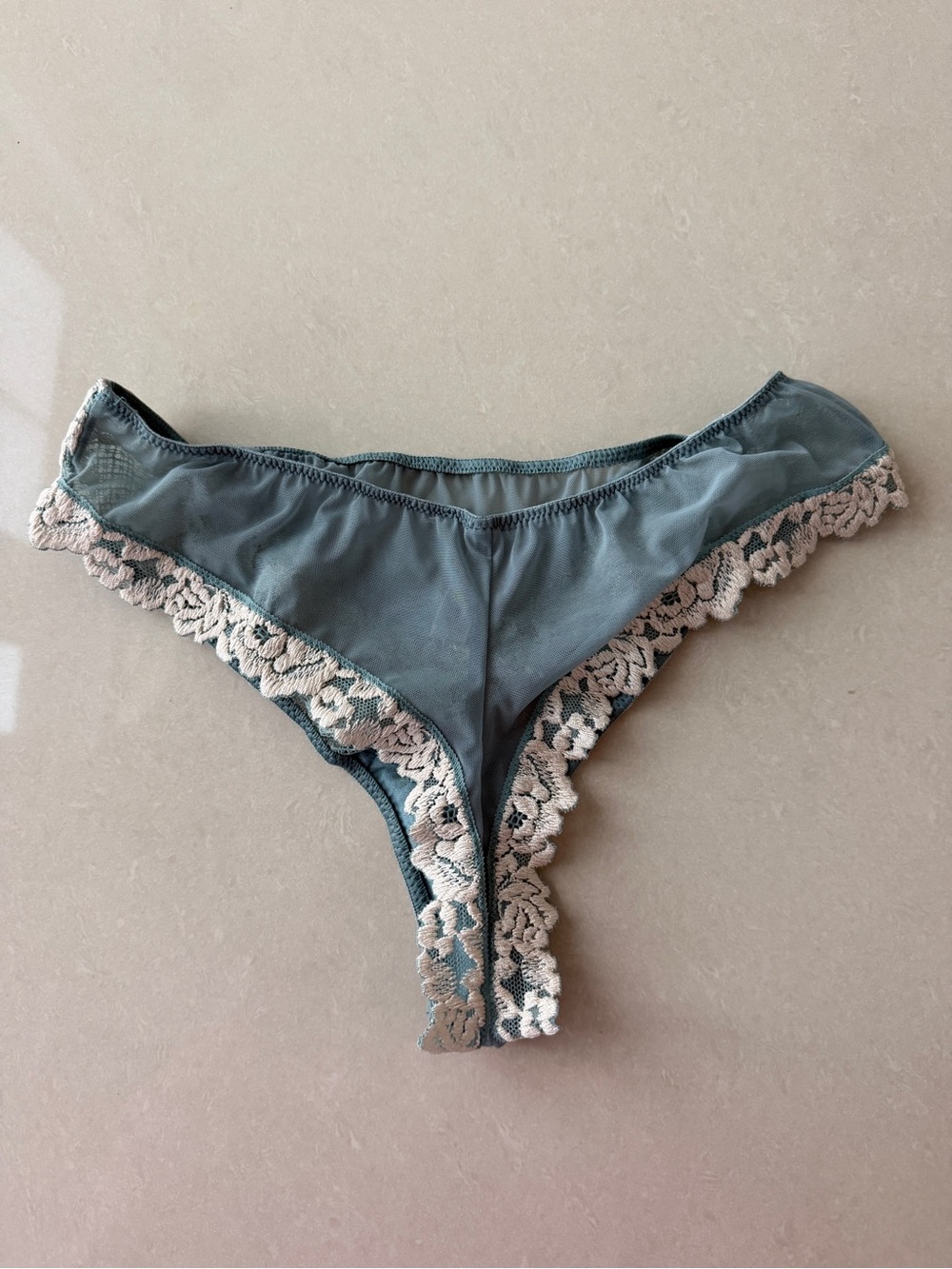 intimissimi Dusty Blue Bikini Panty with Ivory Lace - Picture 4 of 4